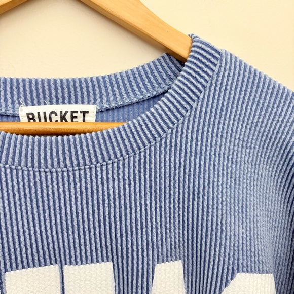 Bucketlist Texas Sweatshirt Rib Cord Comfy Graphic denim blue Size L - Picture 7 of 10